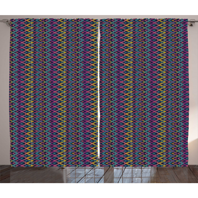 Folkloric Abstract Zigzags Curtain