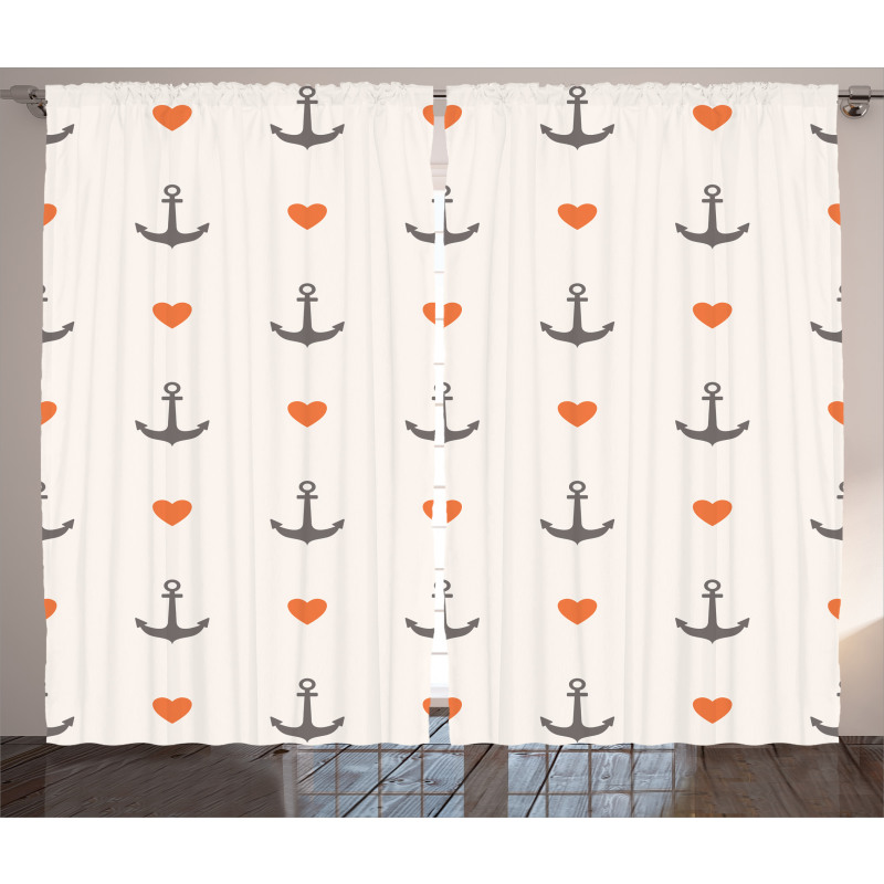 Anchors and Hearts Curtain