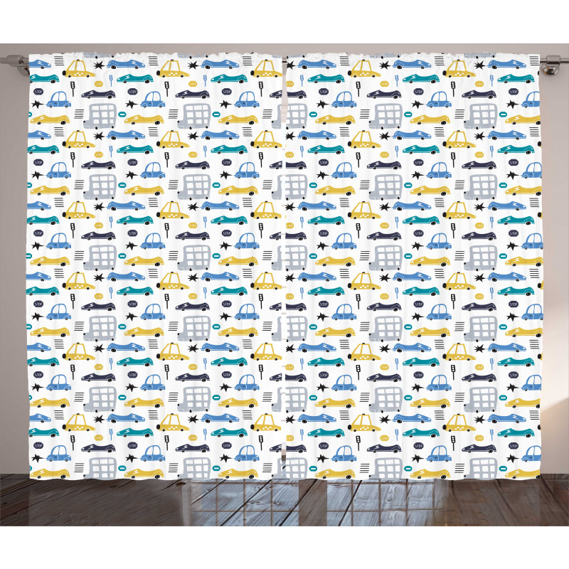 Childish Car Pattern Curtain