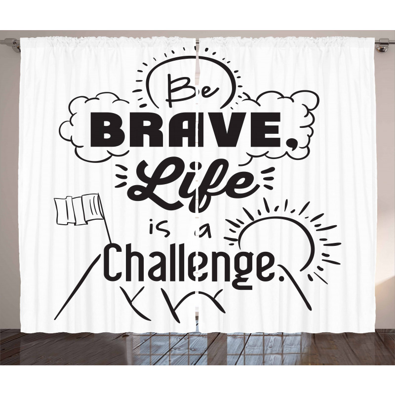 Be Brave Themed Slogan Curtain