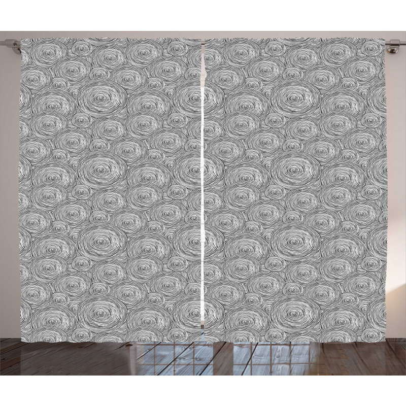 Hand Drawn Spiral Rounds Curtain