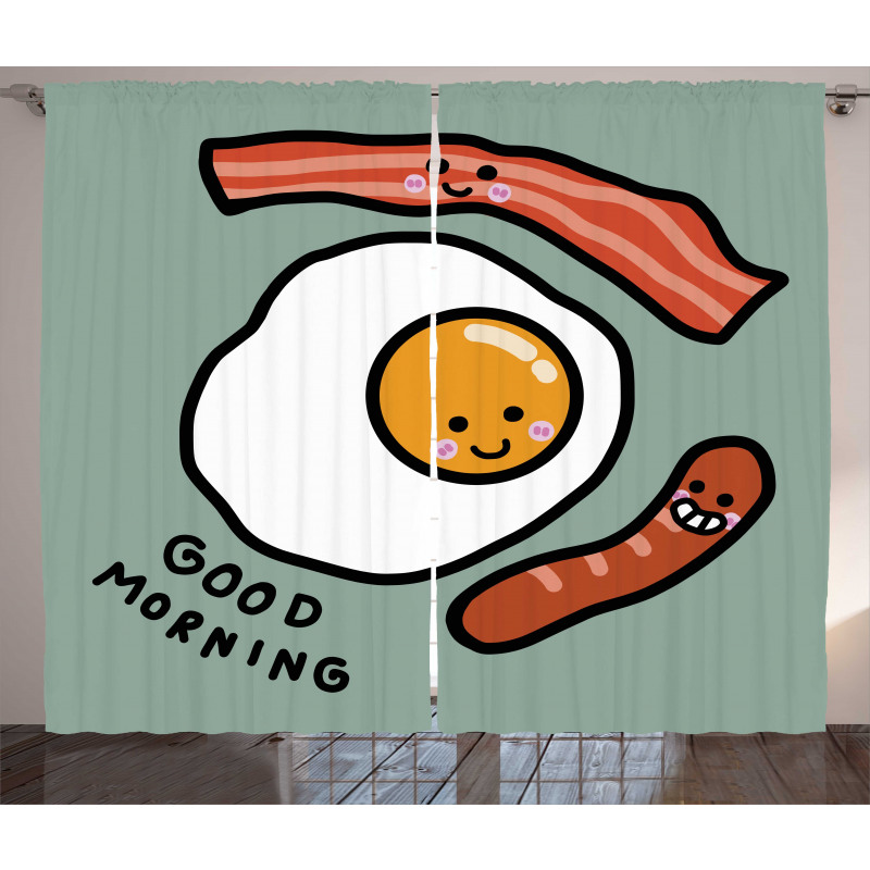 Morning Egg Sausages Curtain