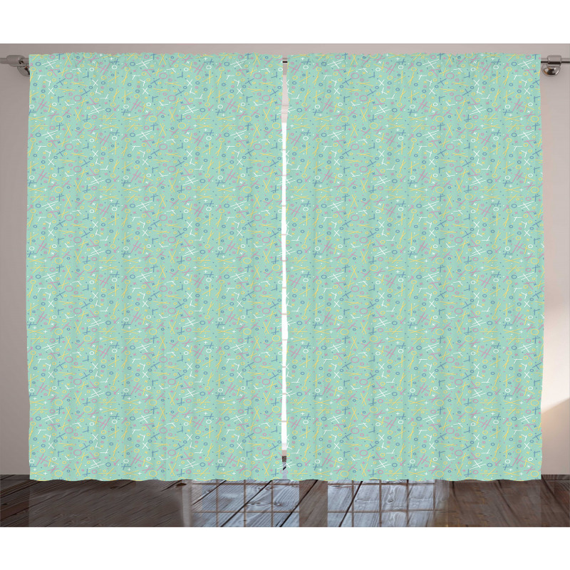 Pastel Retro Memphis Art Curtain