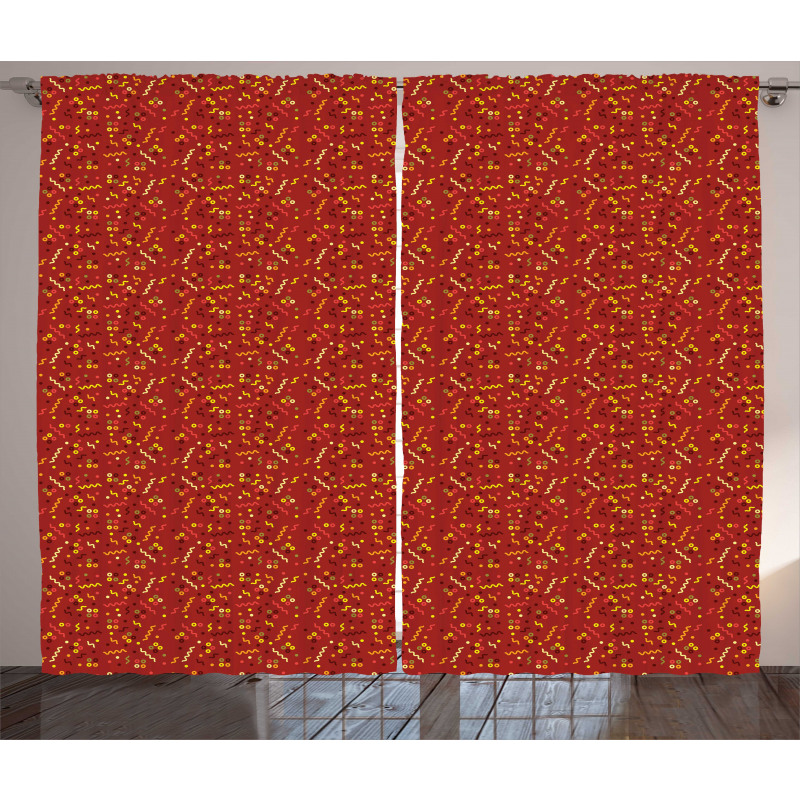 Cheerful Motif Memphis Art Curtain