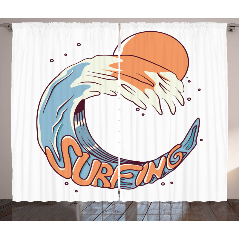 Surfing Giant Ocean Wave Art Curtain