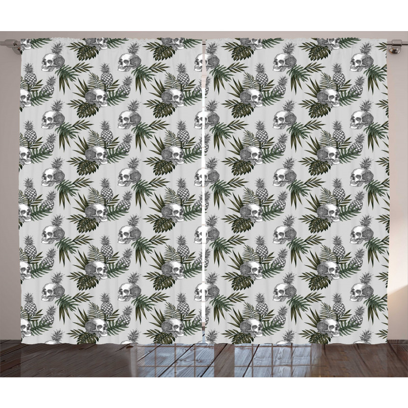 Gothic Item on Tropic Leaves Curtain