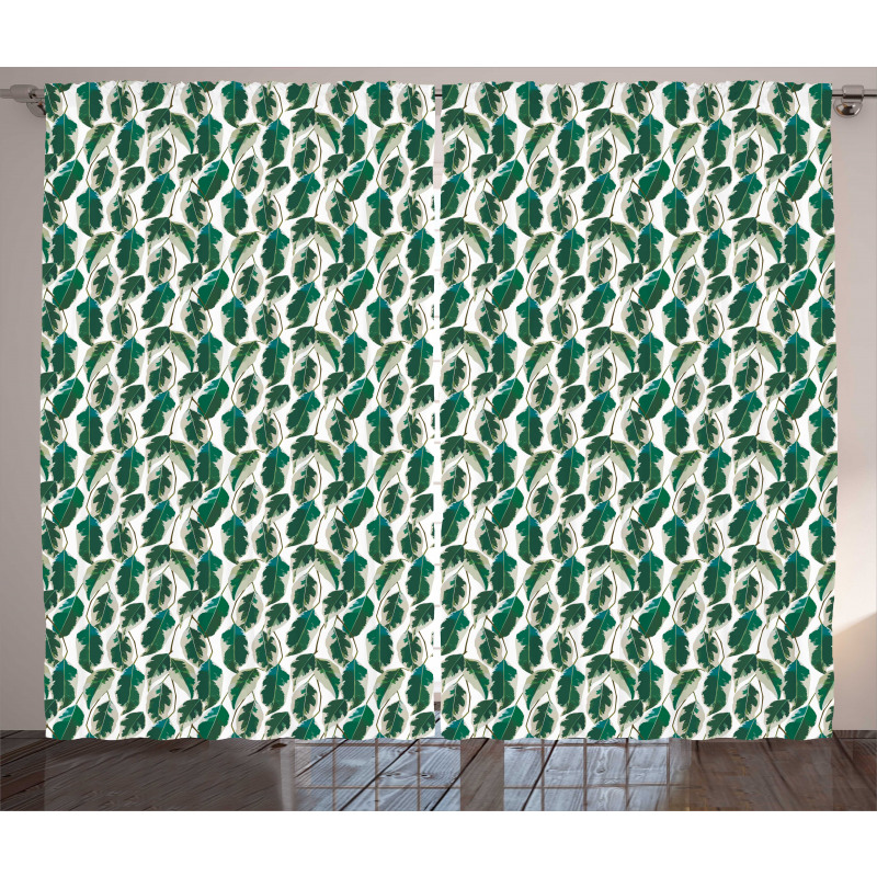 Tropic Forest Leaf Motif Curtain