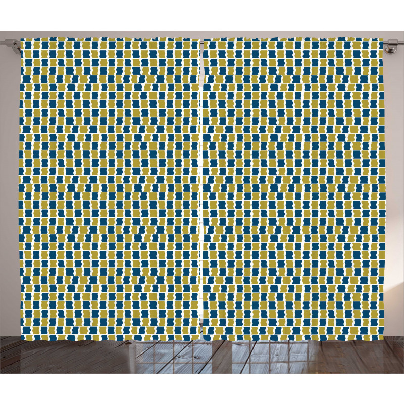 Bicolour Wavy Squares Curtain