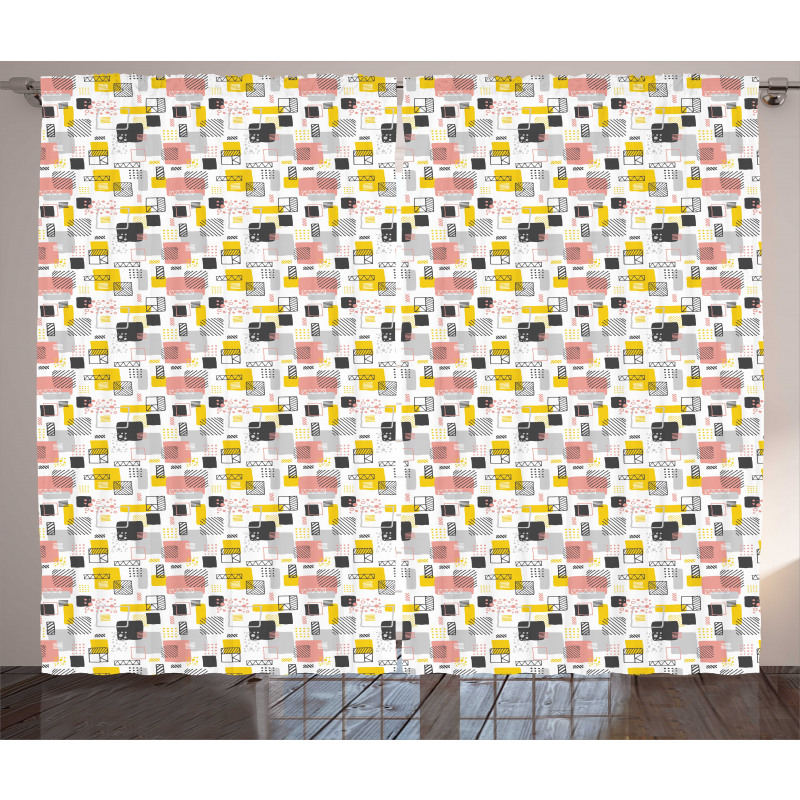 Scrapbook Geometric Squares Curtain