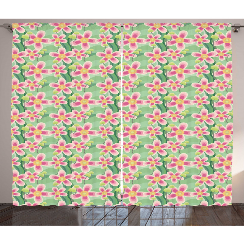 Pastel Large Flower Petals Curtain