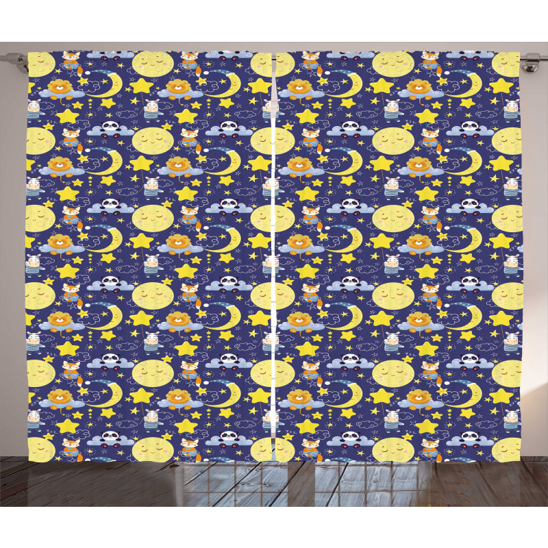 Sleeping Animals Cartoon Curtain