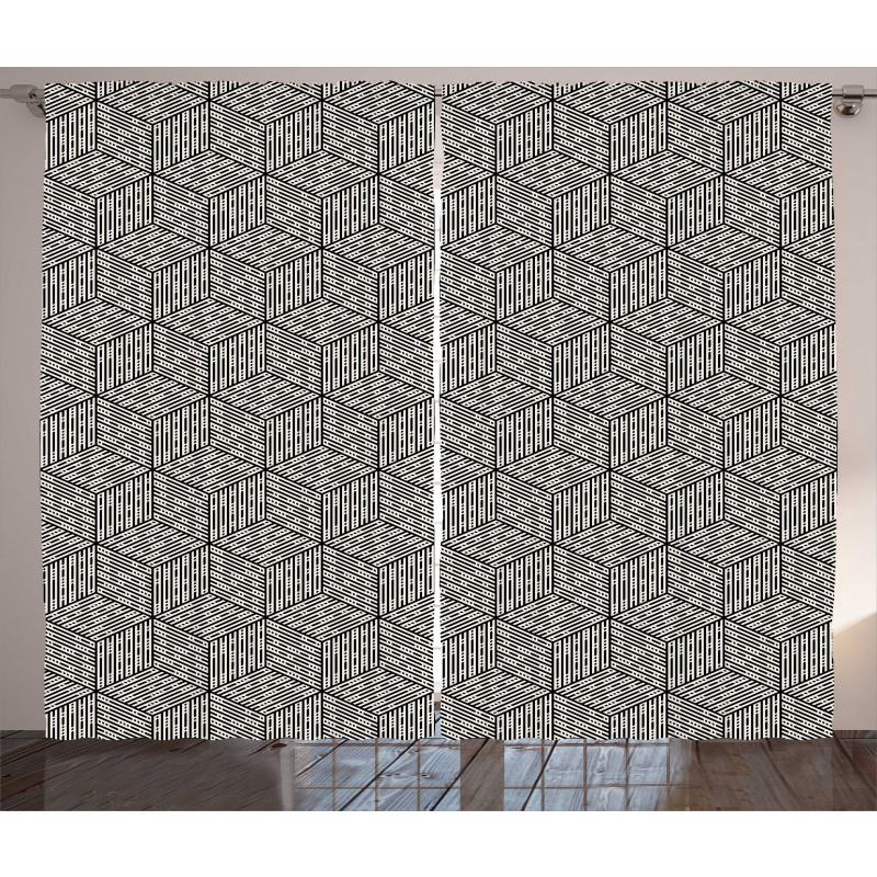 Cubic Forms Abstract Art Curtain