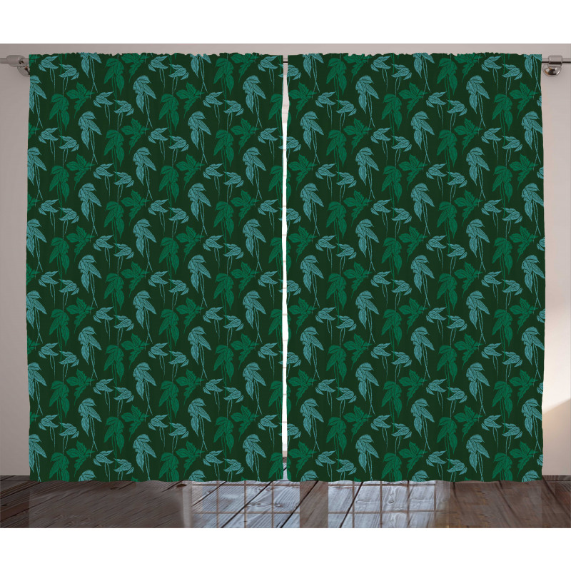 Growth Jungle Leaves Motif Curtain