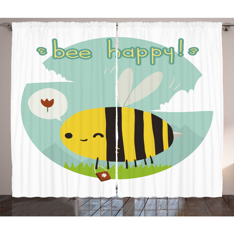 Bee Happy Doodle Curtain