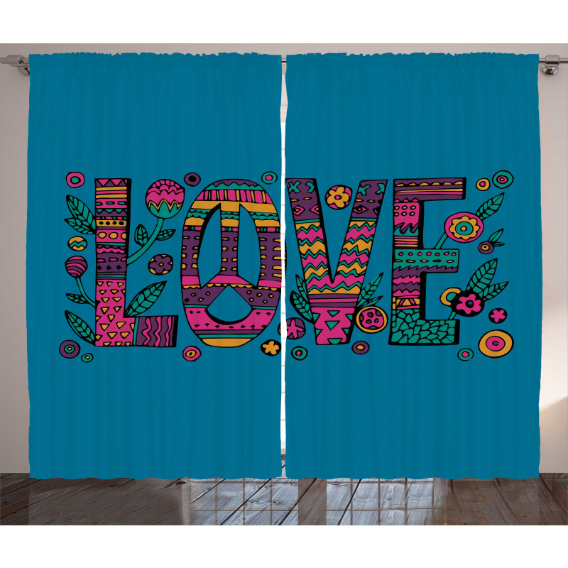 Love Wording in Hip Style Curtain