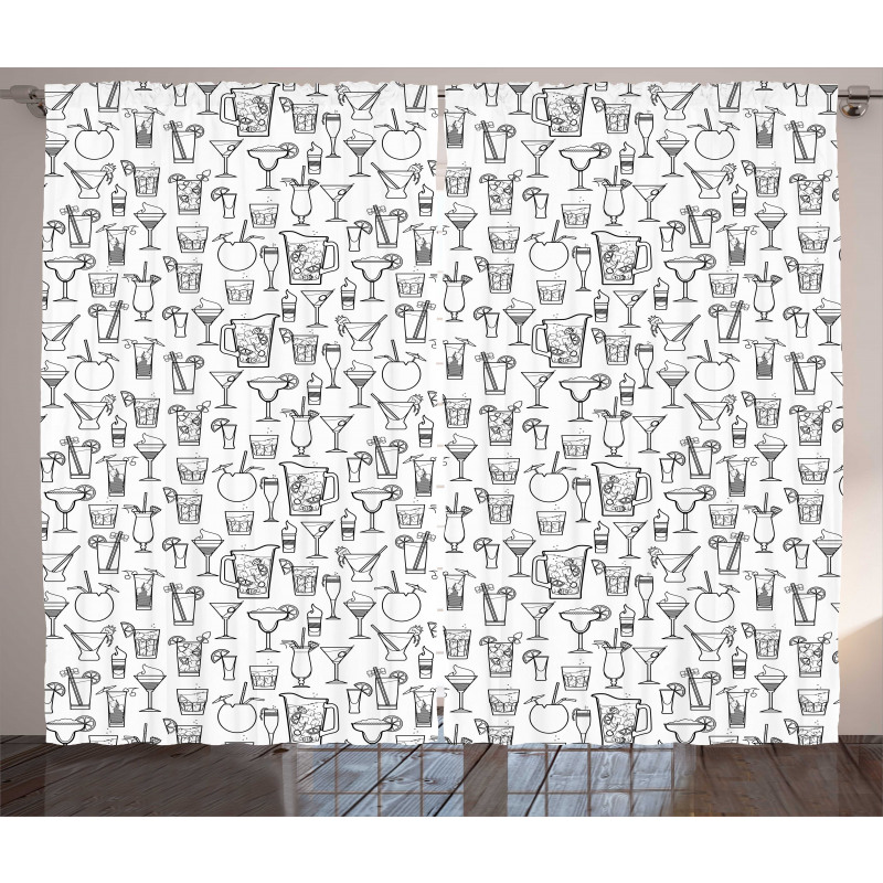 Monochrome Cocktails Curtain