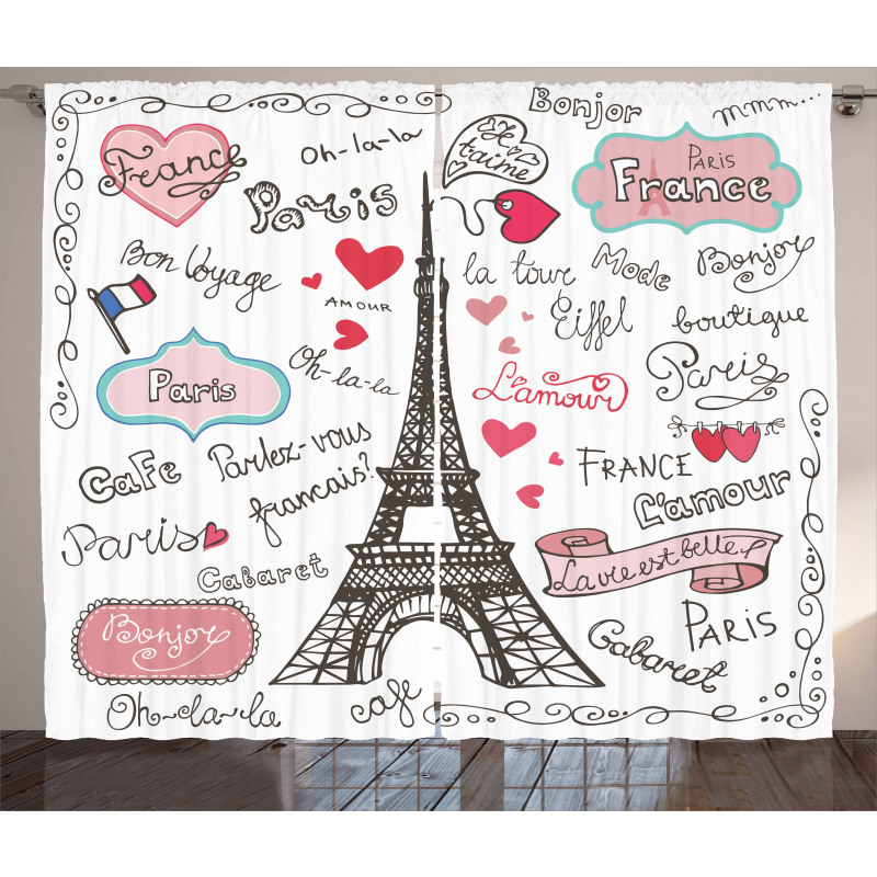 Paris Letter Heart Curtain