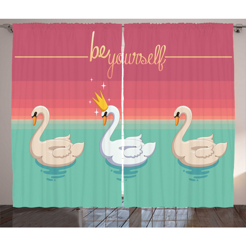 Motivational Aquatic Birds Curtain