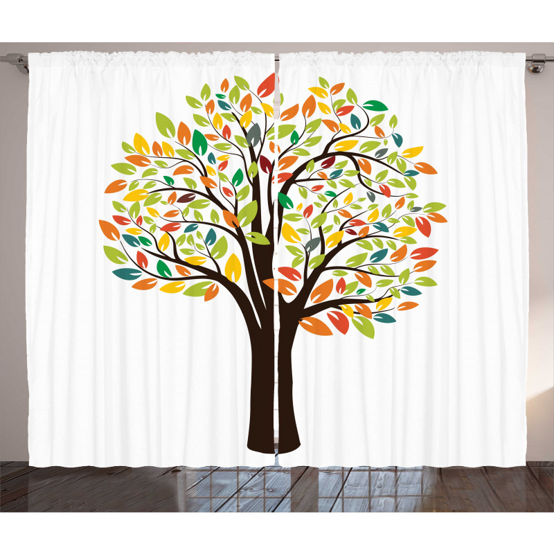 Autumnal Leaves Forest Flora Curtain