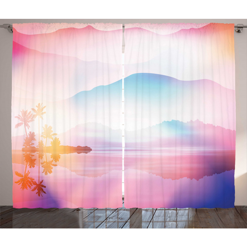 Ombre Tropical Landscape Curtain