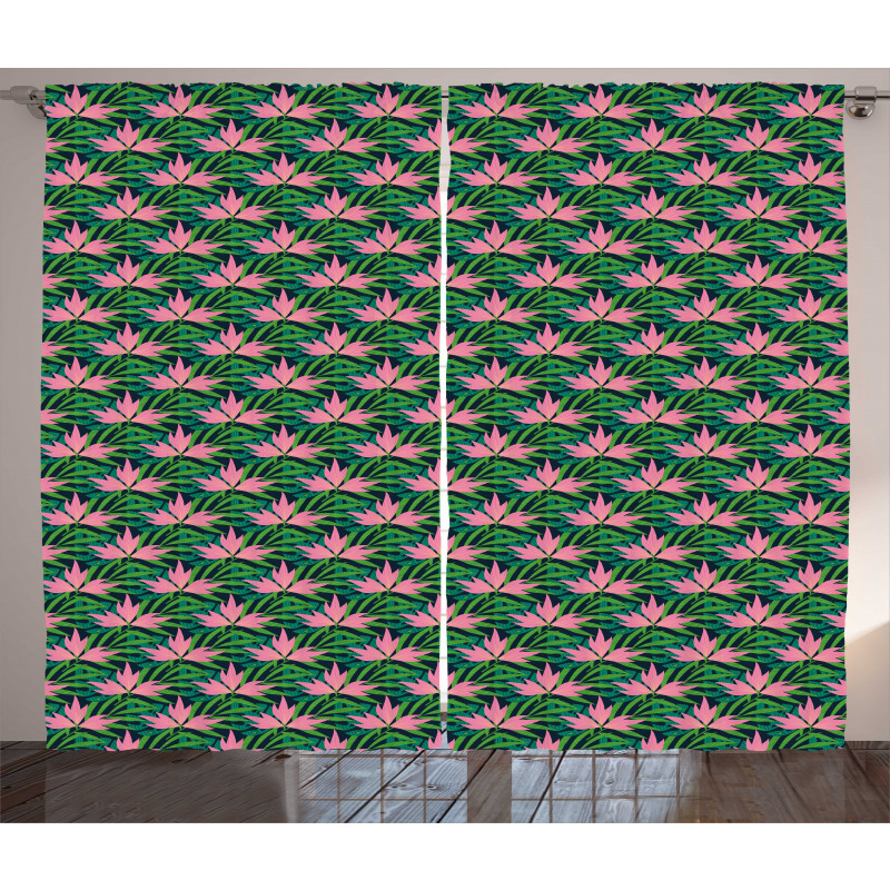 Tropical Monstera Flowers Curtain