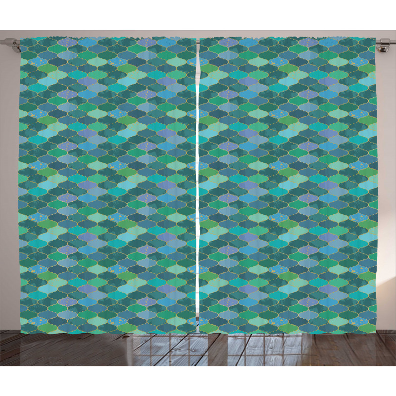 Grunge Art Moroccan Grid Curtain