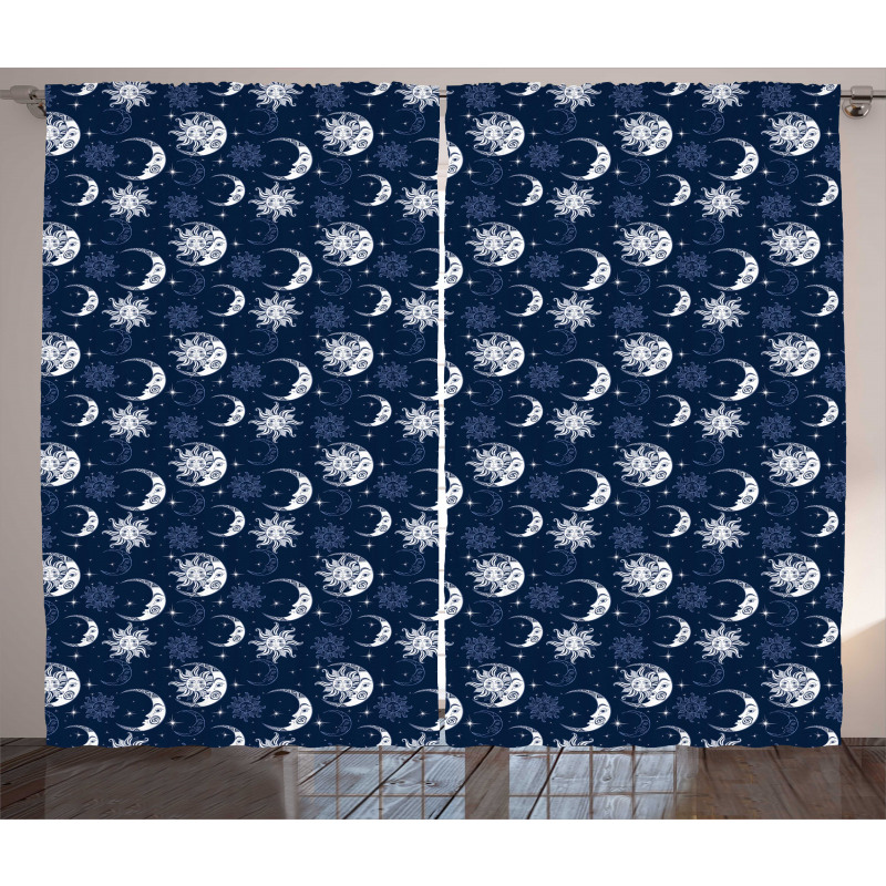 Mystical Sky Sun Stars Curtain