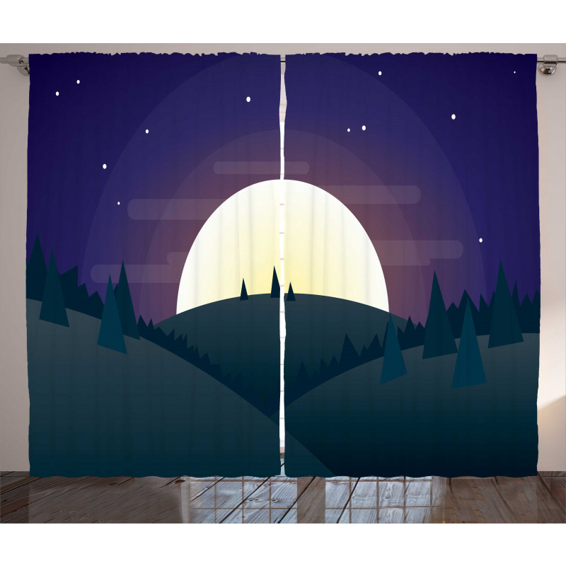 Night Forest Starry Sky Curtain