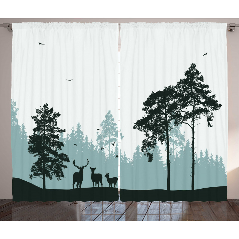 Forest Silhouette Art Curtain