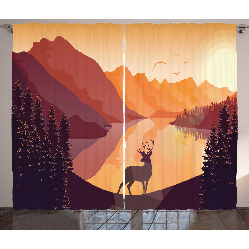 Bird Mountain Reindeer Curtain