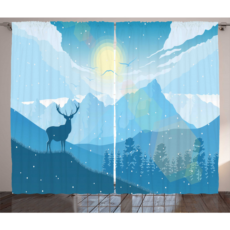 Mountain Fauna Sunrise Curtain