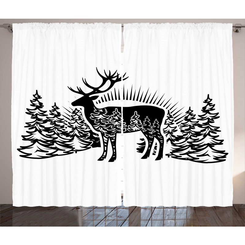 Reindeer Spruce Forest Curtain