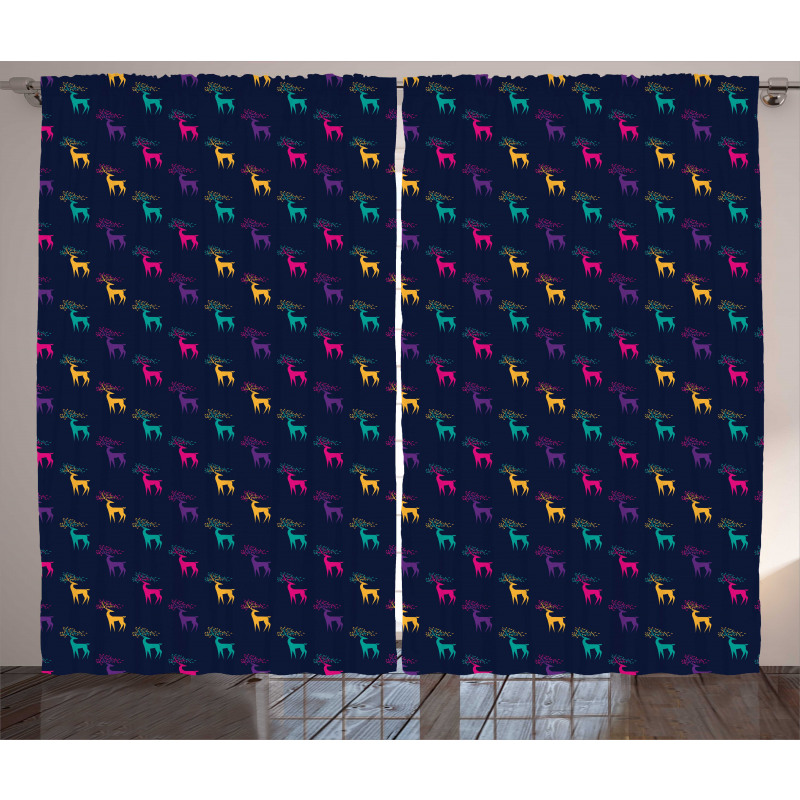 Colorful Abstract Elk Curtain