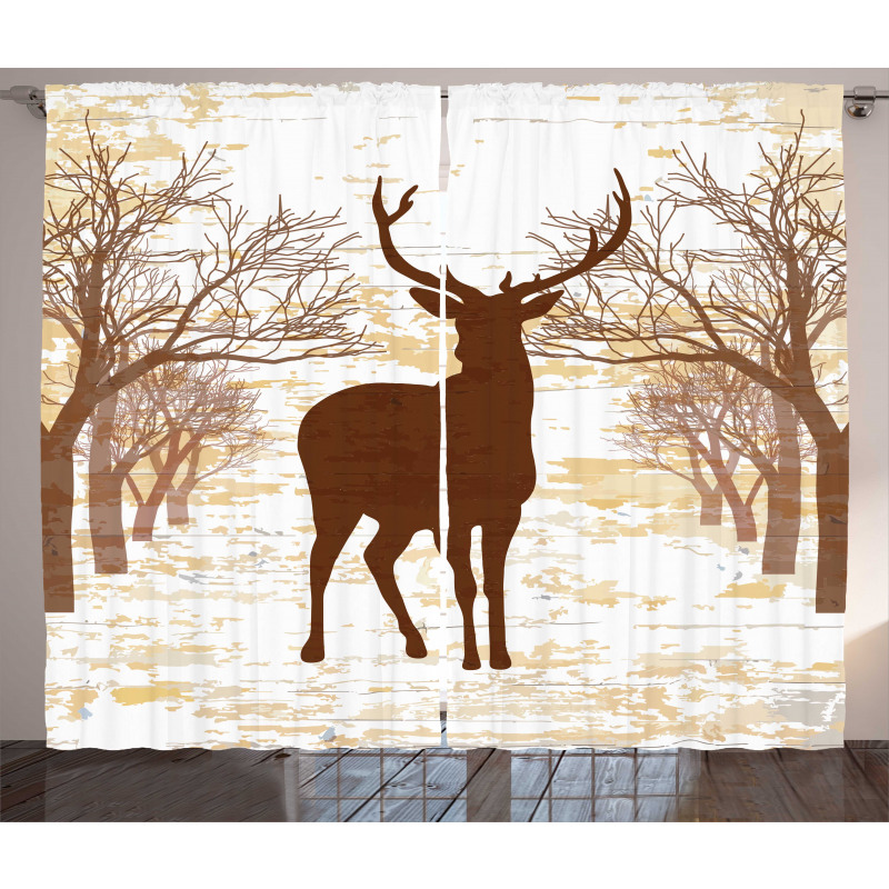 Rustic Silhouette Art Curtain