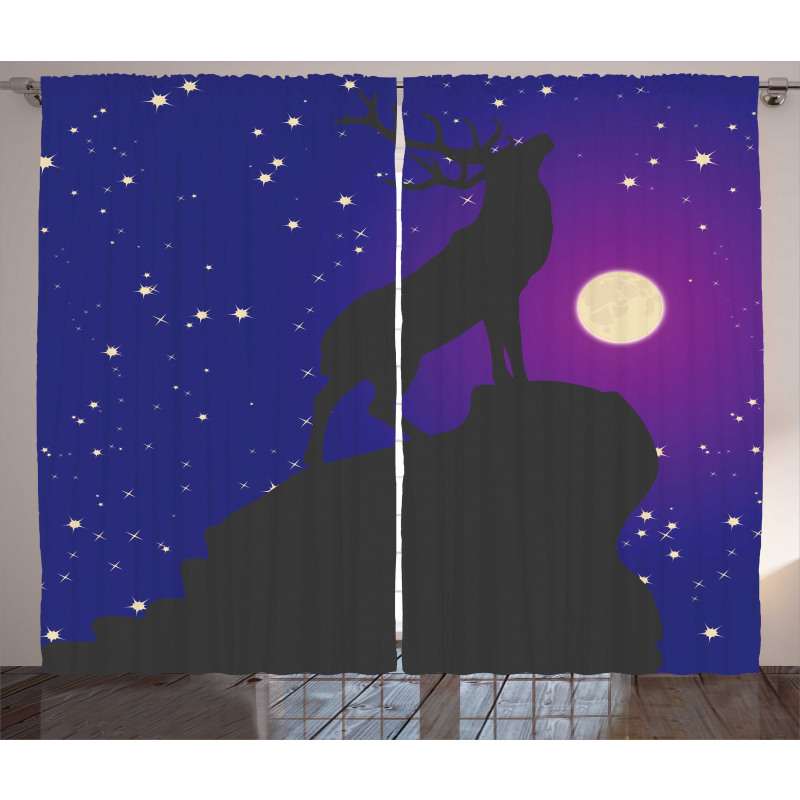 Elk Silhouette Night Curtain