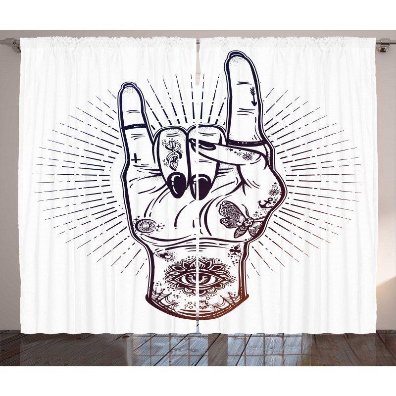 Tattooed Hand Raised Curtain