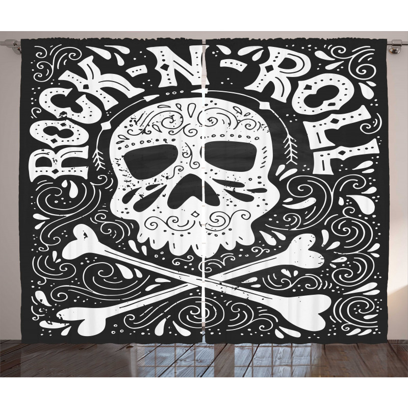 Gothic Ornate Skull Curtain