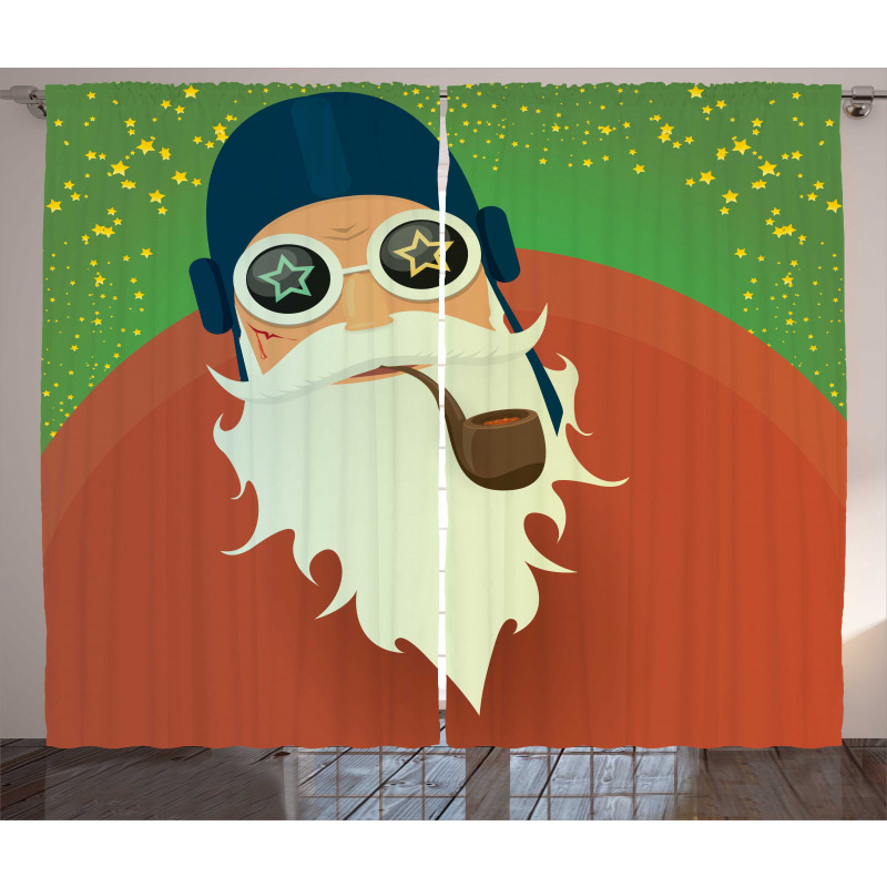 Funky Santa with Pipe Curtain