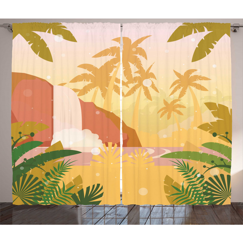 Soft Tropical Paradise Curtain