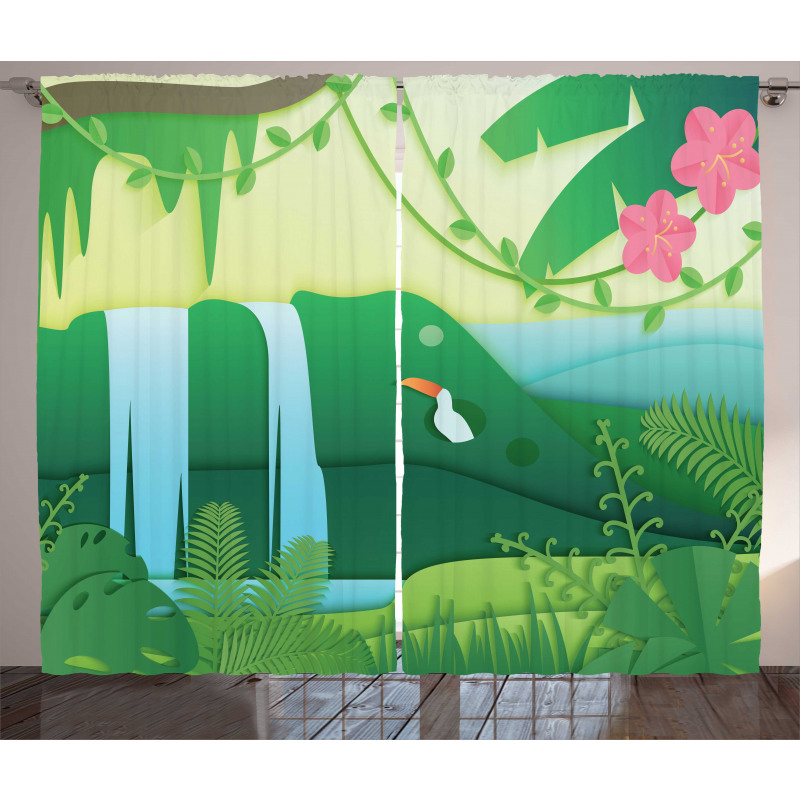 Tropical Forest Cartoon Curtain