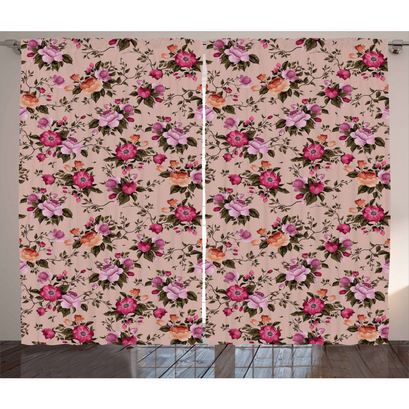 Floral Pattern with Rose Curtain