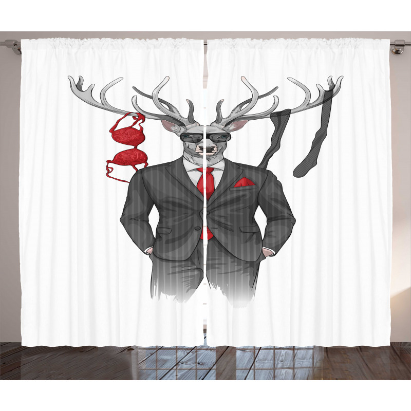 Womanizer Deer in Suit Art Curtain