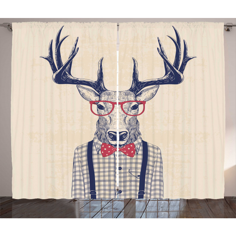 Humorous Deer with Jazz Bow Curtain