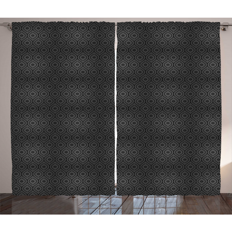 Floral Petals Dotted Frame Curtain