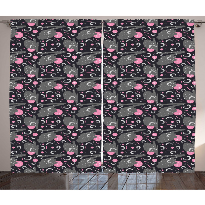 Strokes Dots and Rounds Curtain