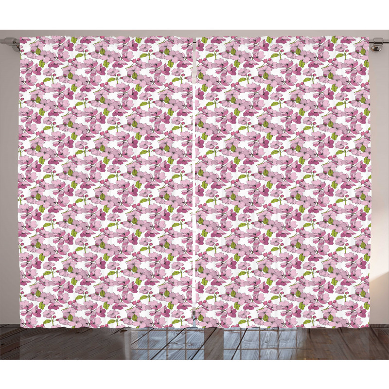 Cartoon Apple Blossom Curtain