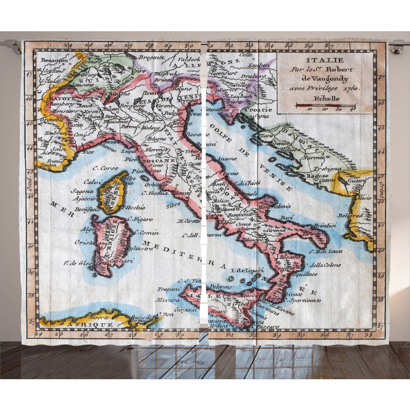 Old Italy Map Curtain