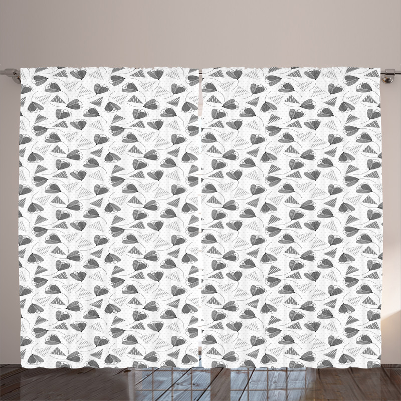 Dotted Triangles and Flowers Curtain