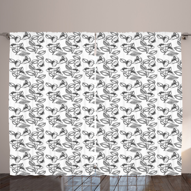 Uncolored Summer Flowers Curtain