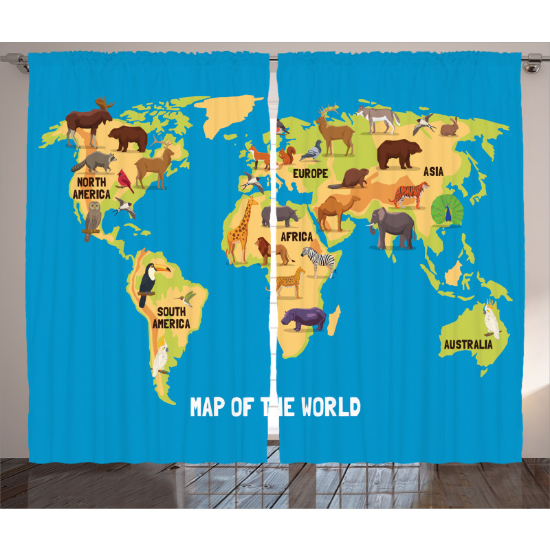 Flat Map of World Curtain